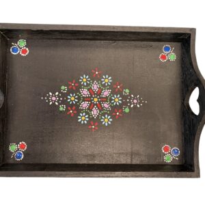 Zwart Dienblad met Staphorster Stipwerk – 25 × 18,5 × 3 cm nr. 1