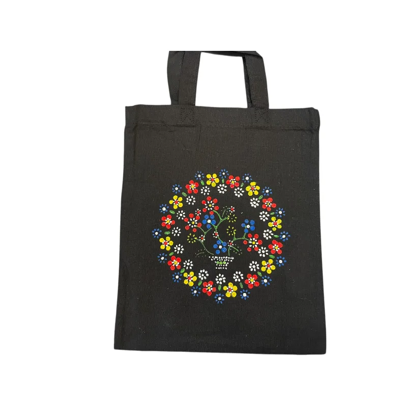 Zwarte Katoenen Tas met Staphorster Stipwerk – 27 × 23 cm nr. 4