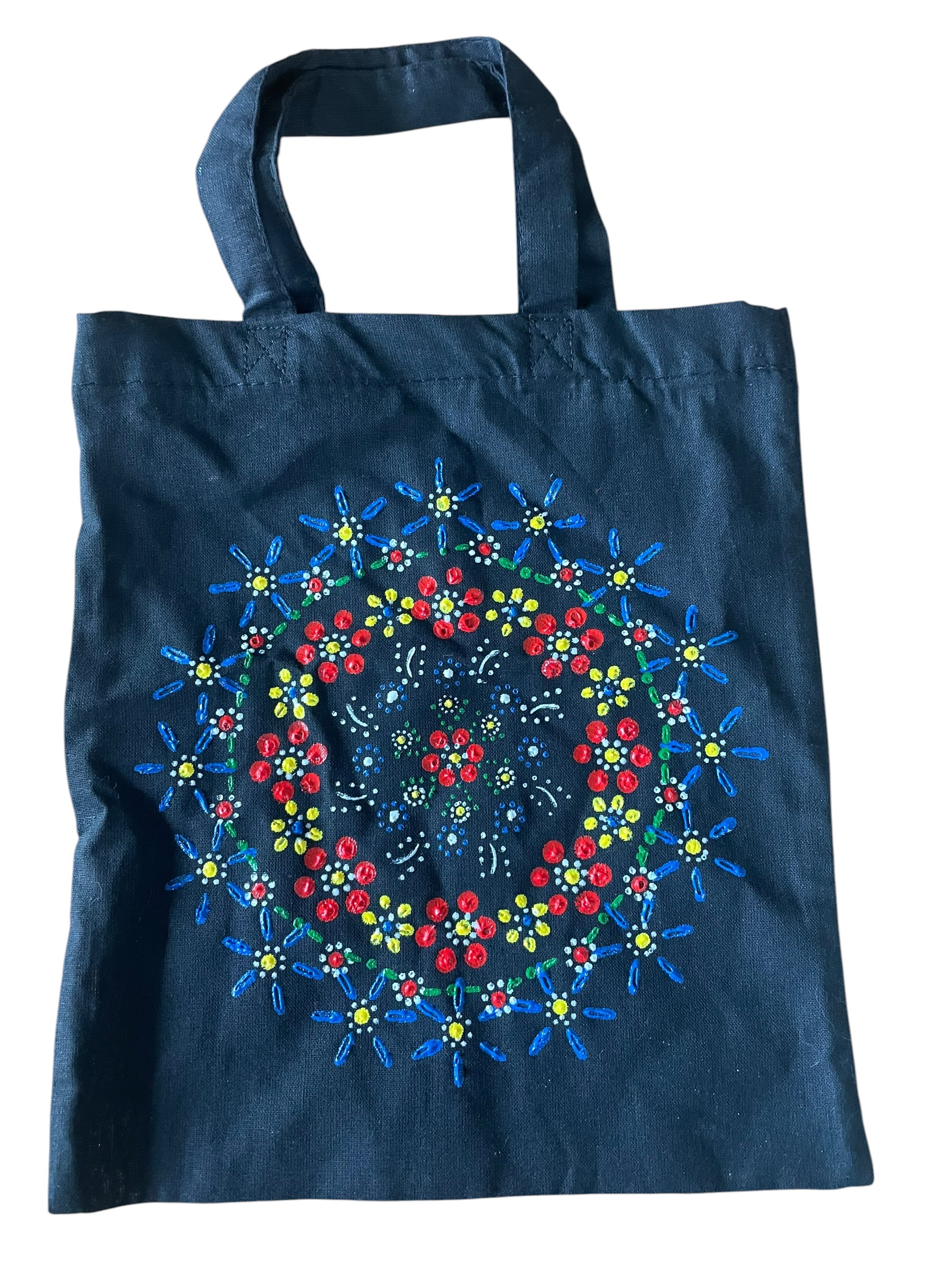 Zwarte Katoenen Tas met Staphorster Stipwerk – 27 × 23 cm nr. 6
