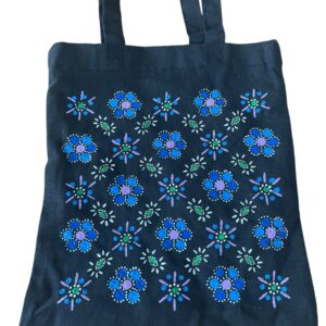 Zwarte Katoenen Tas met Staphorster Stipwerk – 27 × 23 cm nr. 7