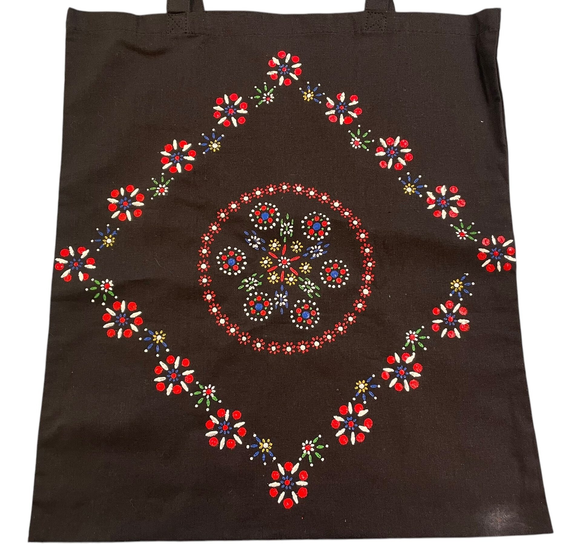 Zwarte Katoenen Tas met Staphorster Stipwerk – 41,5 × 38 cm nr. 6